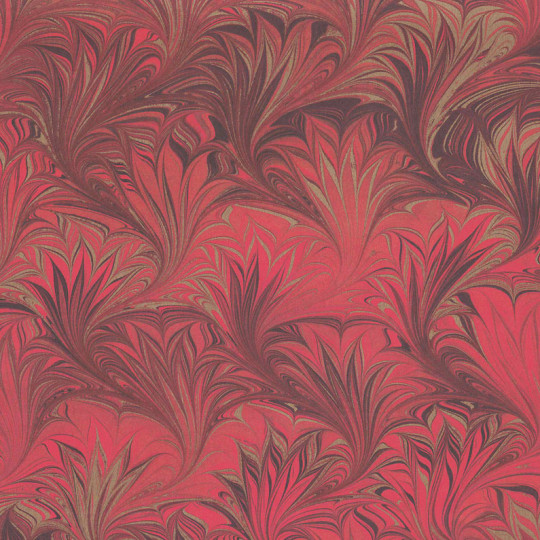 Red, Black & Gold Marbled Print Italian Paper ~ Tassotti